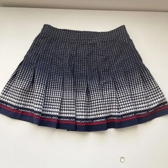 Tail Vintage Pleated Mini Skirt 8 Small USA Blue Stars Stripe America Patriotic - Picture 10 of 11
